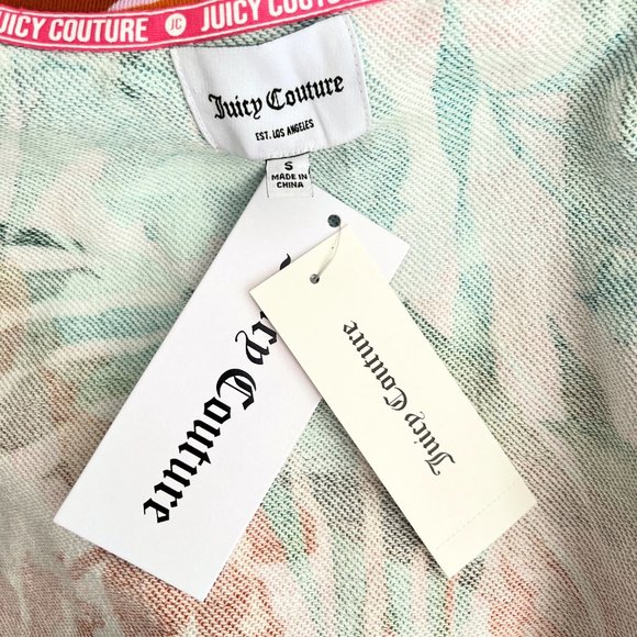 NEW! JUICY COUTURE Tropical Palm Print French Terry Roll Cuff Crop Top, Size S - Picture 10 of 12